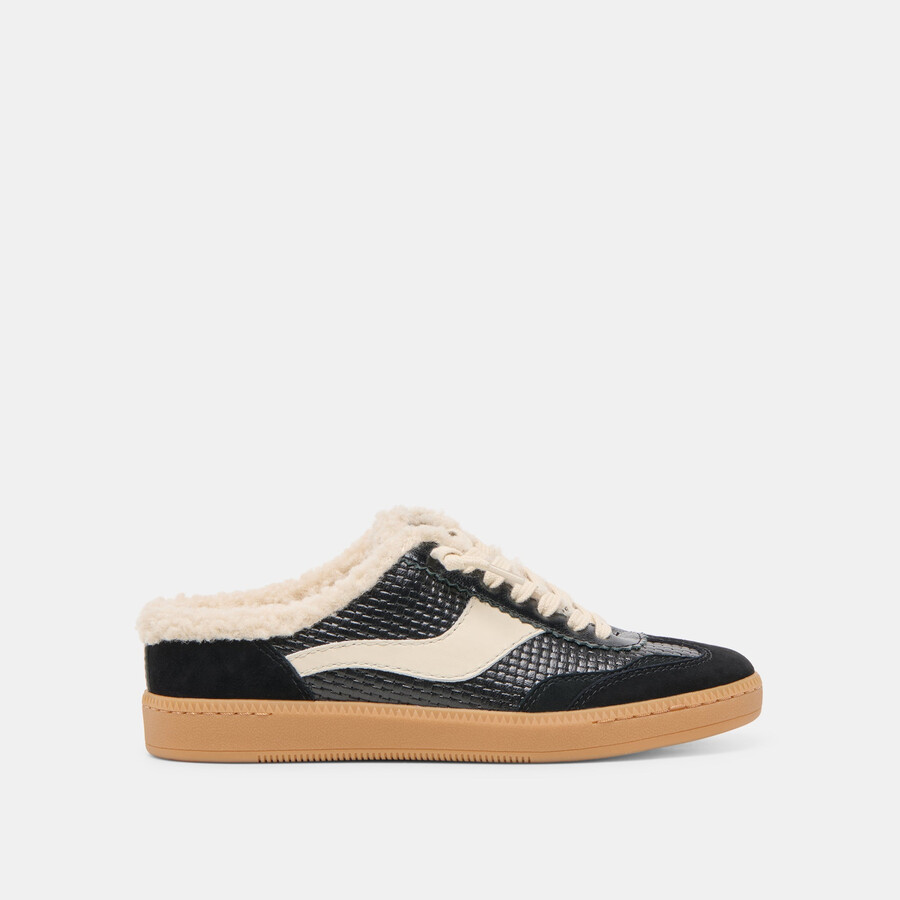 notice slide plush sneakers in pelle intrecciata nera