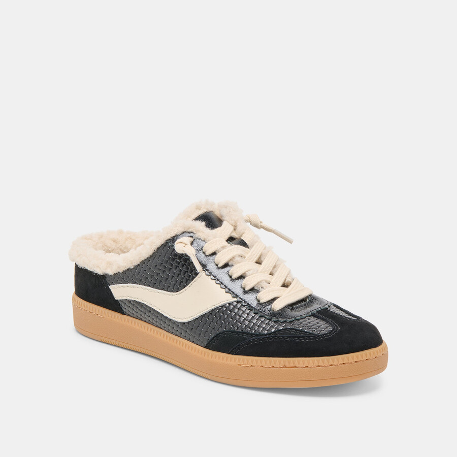 notice slide plush sneakers in pelle intrecciata nera