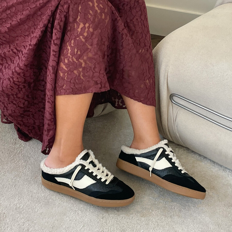 notice slide plush sneakers in pelle intrecciata nera
