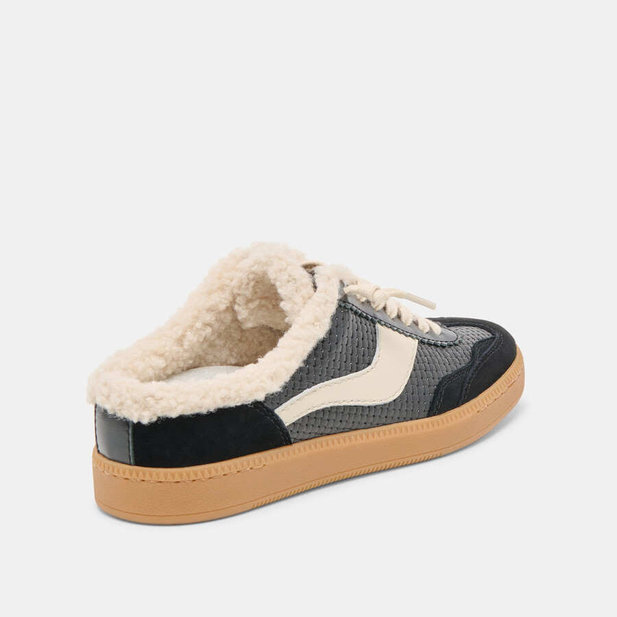 notice slide plush sneakers in pelle intrecciata nera