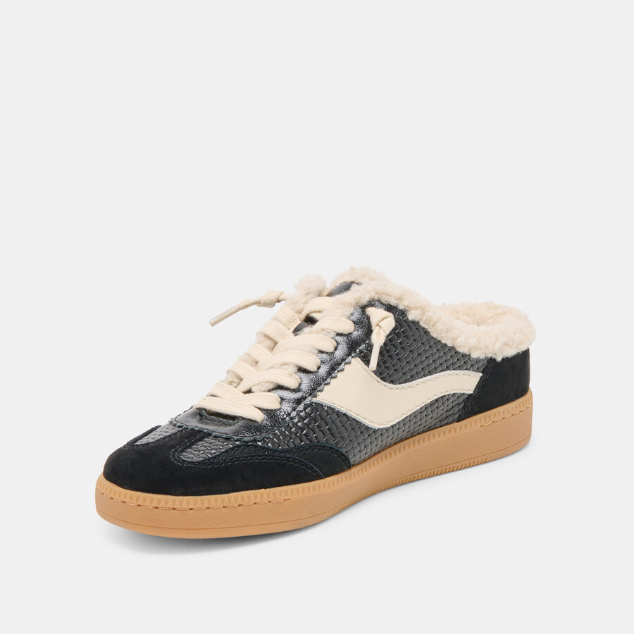 notice slide plush sneakers in pelle intrecciata nera