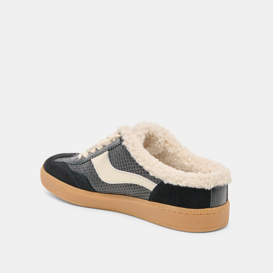 notice slide plush sneakers in pelle intrecciata nera