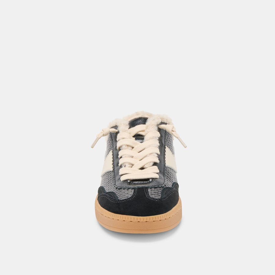 notice slide plush sneakers in pelle intrecciata nera