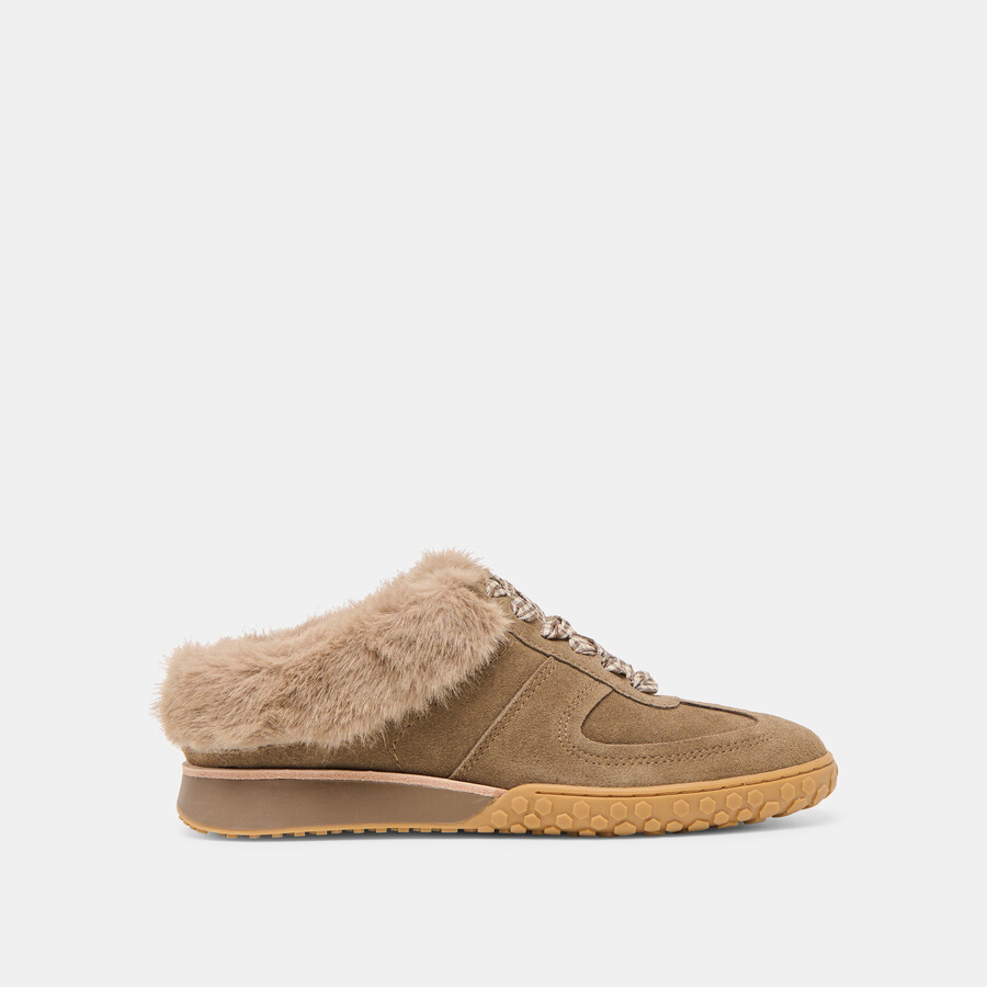 sneakers izzey plush in pelle scamosciata oliva
