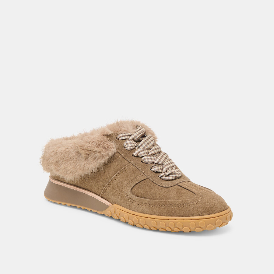 sneakers izzey plush in pelle scamosciata oliva