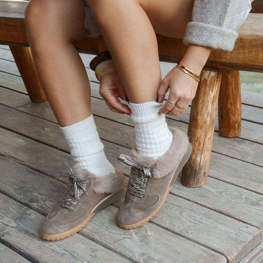 sneakers izzey plush in pelle scamosciata oliva