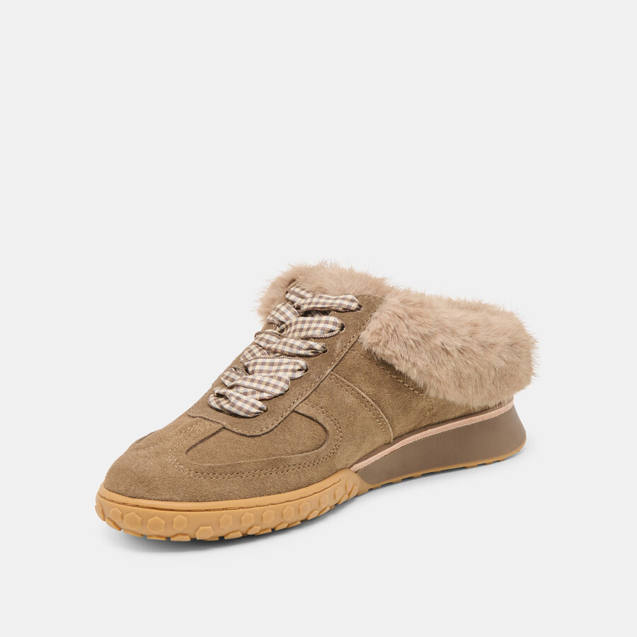 sneakers izzey plush in pelle scamosciata oliva