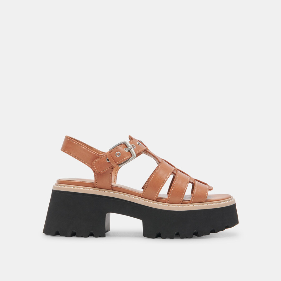 sandali latice in pelle marrone