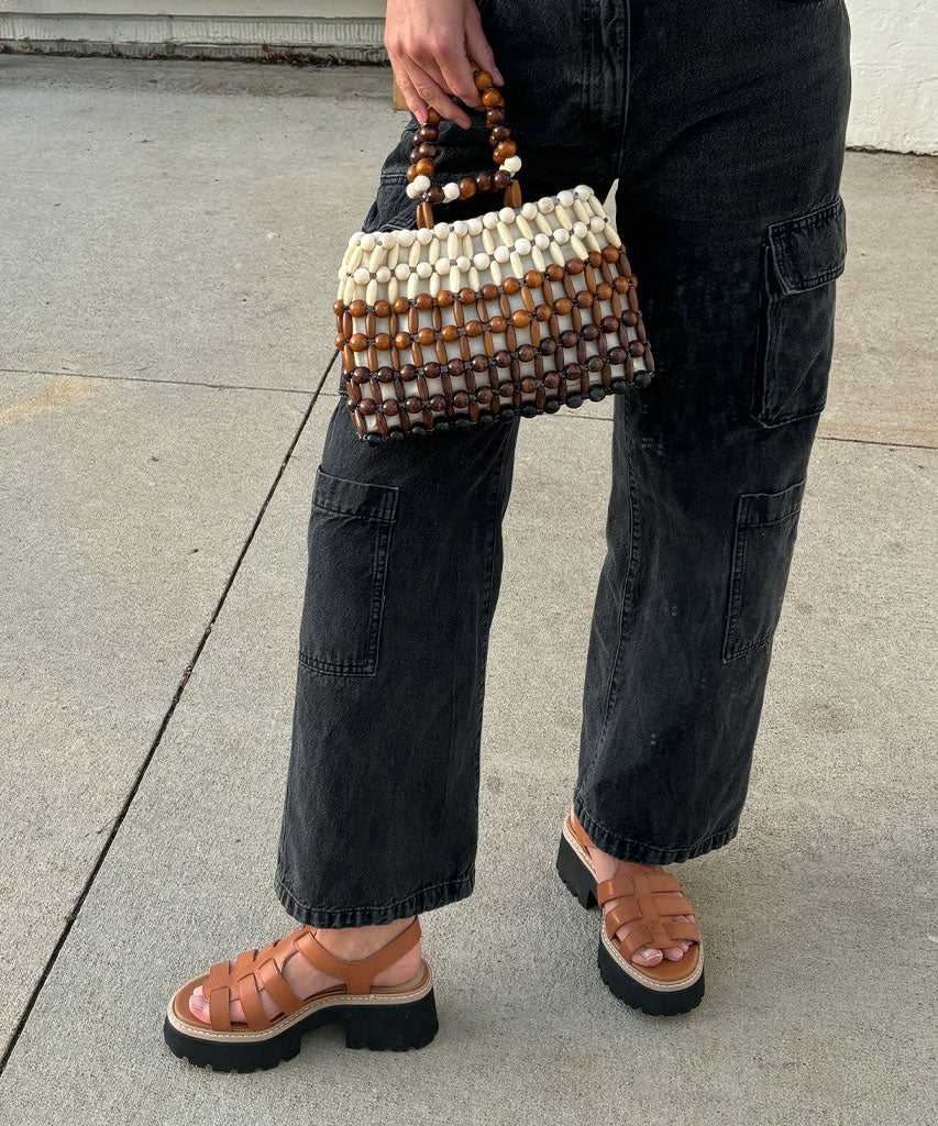 sandali latice in pelle marrone