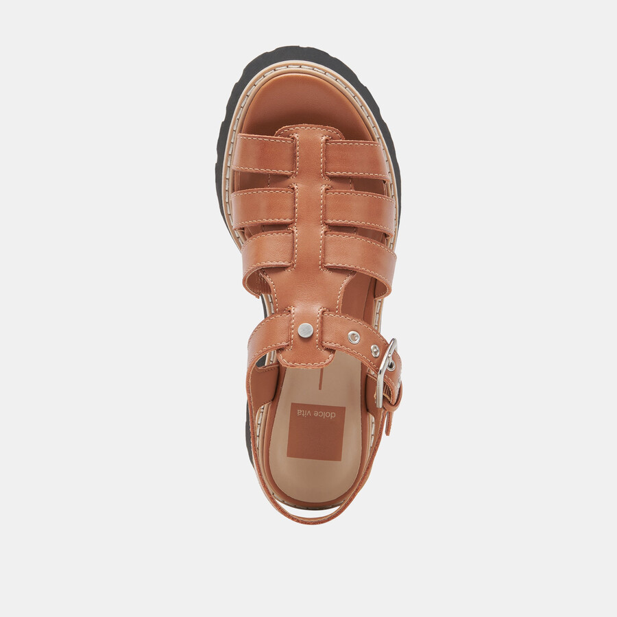 sandali latice in pelle marrone