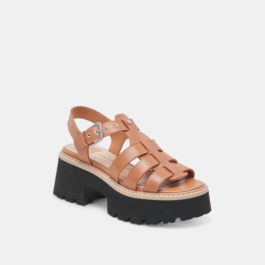 sandali latice in pelle marrone