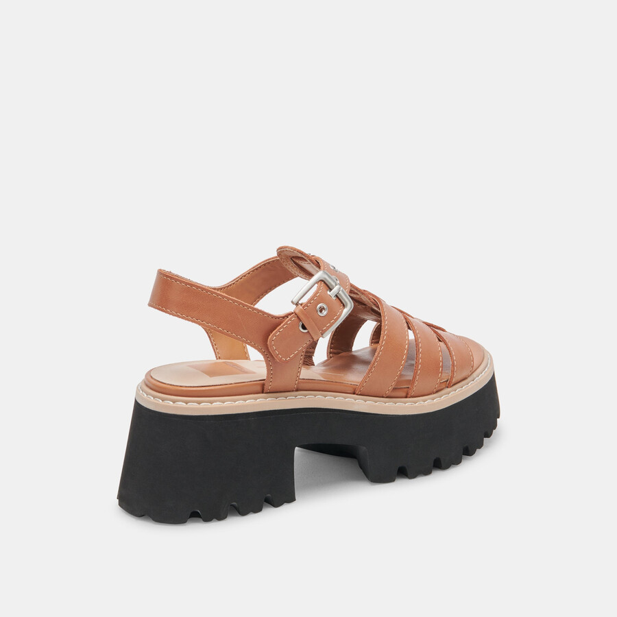 sandali latice in pelle marrone