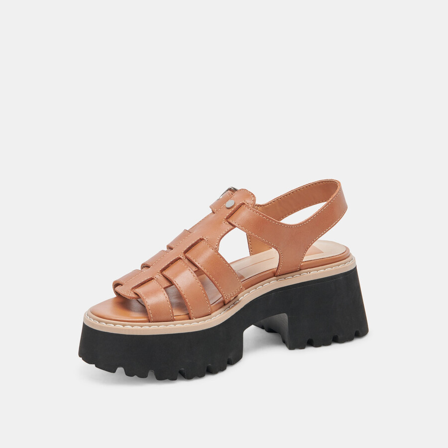 sandali latice in pelle marrone