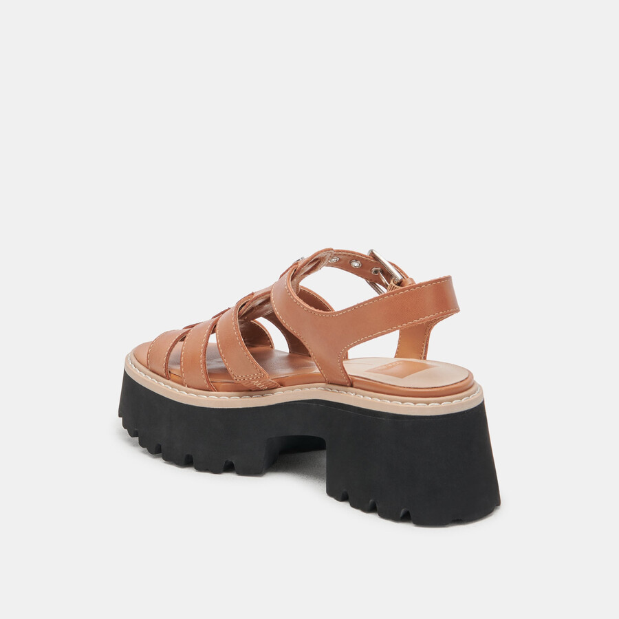 sandali latice in pelle marrone