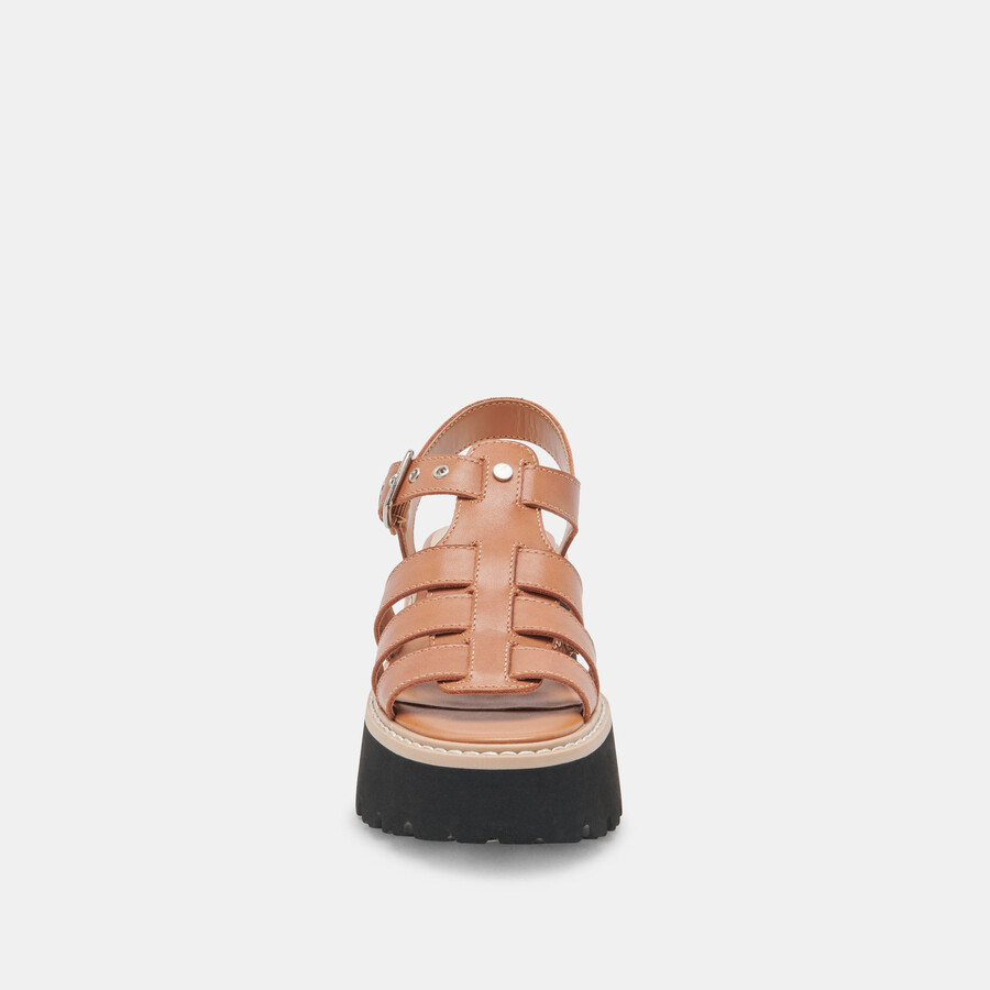 sandali latice in pelle marrone