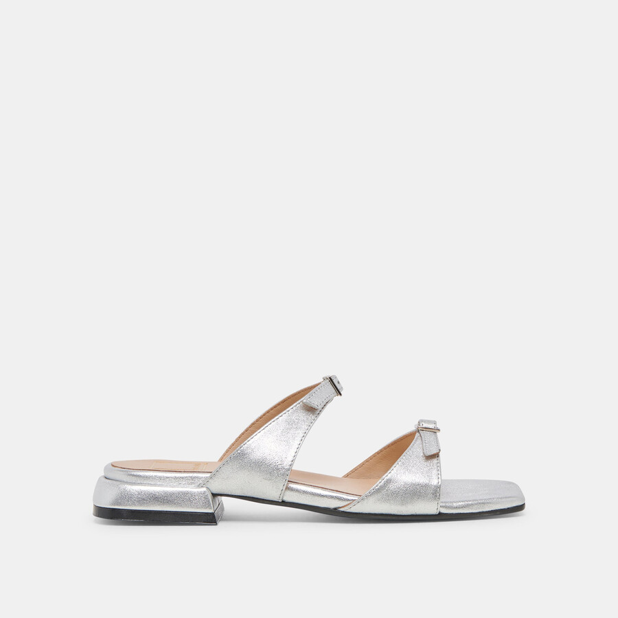 sandali lavern in pelle metallizzata argento