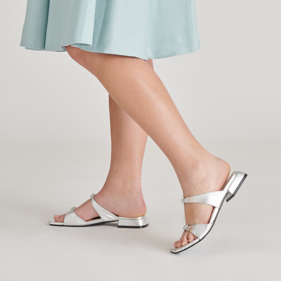 sandali lavern in pelle metallizzata argento