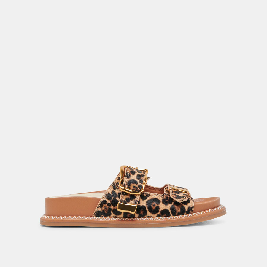 sandali sevana in pelle di vitello leopardata scura