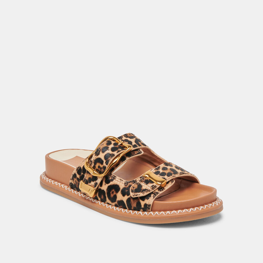sandali sevana in pelle di vitello leopardata scura