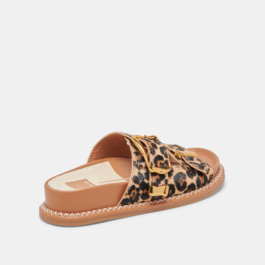 sandali sevana in pelle di vitello leopardata scura