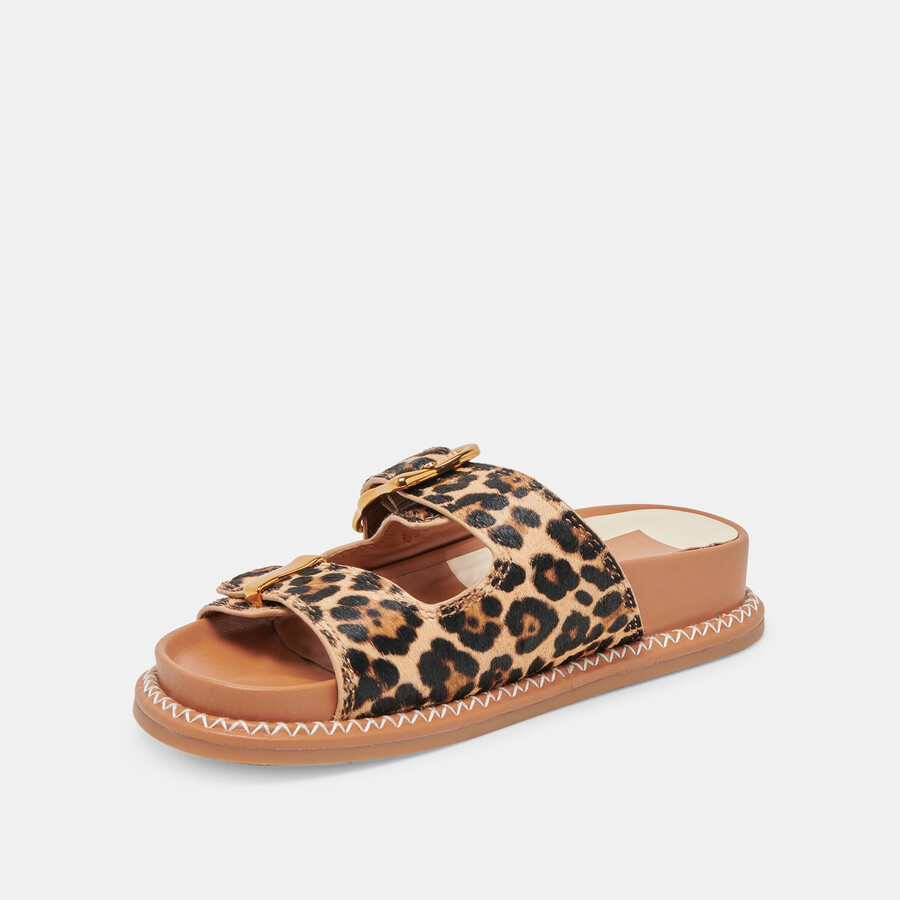 sandali sevana in pelle di vitello leopardata scura