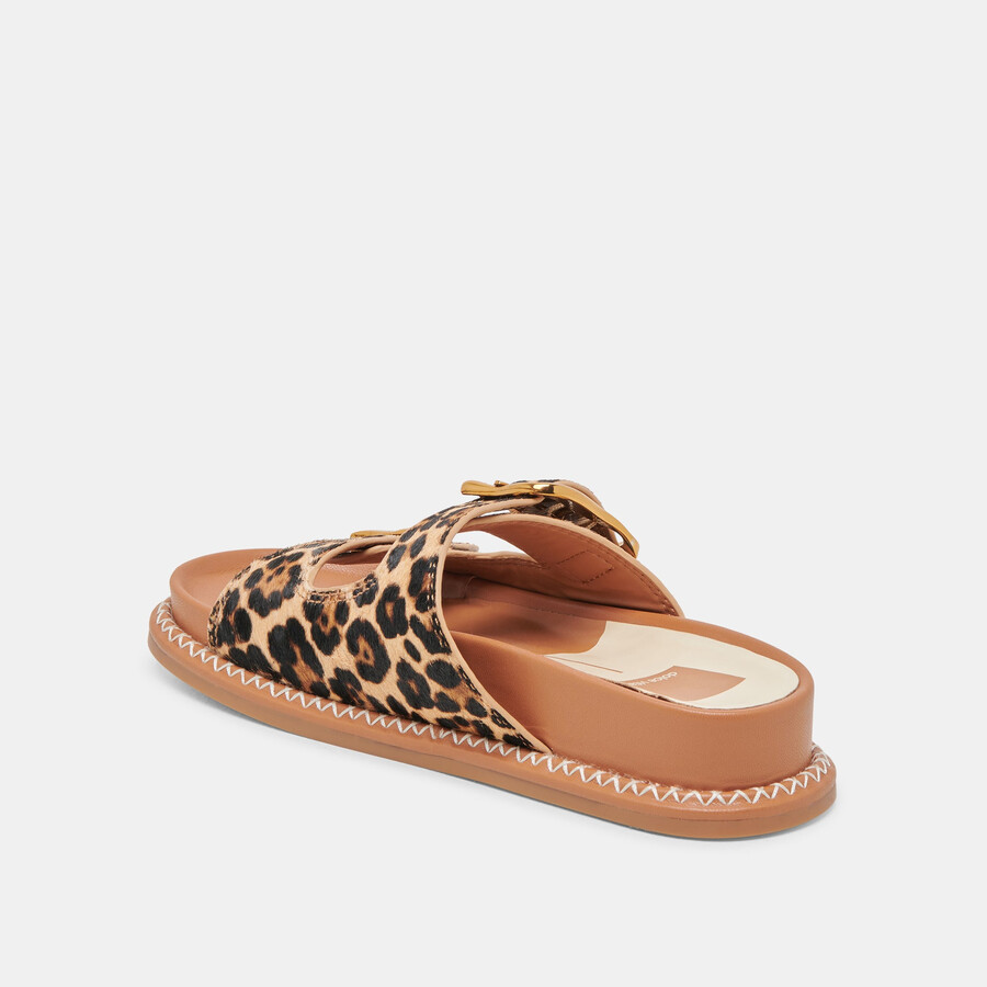 sandali sevana in pelle di vitello leopardata scura