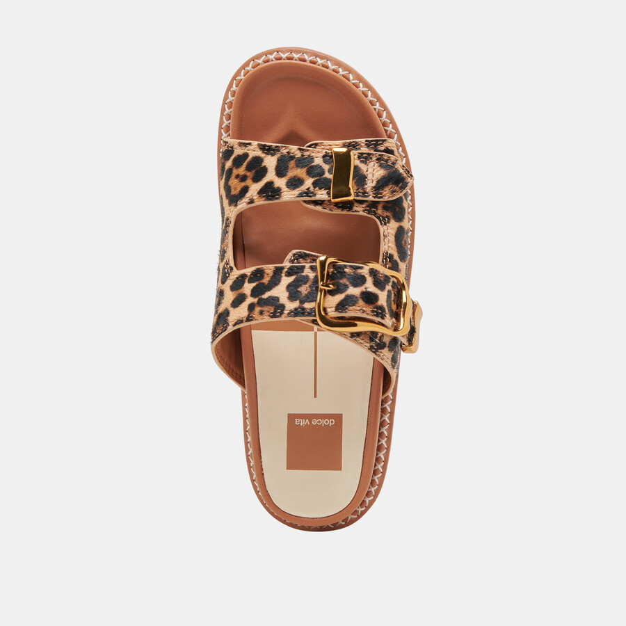 sandali sevana in pelle di vitello leopardata scura