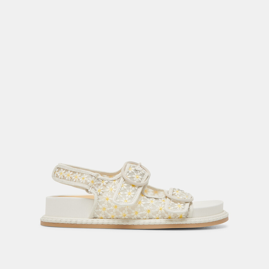 sandali stuart floral in maglia floreale bianca e gialla