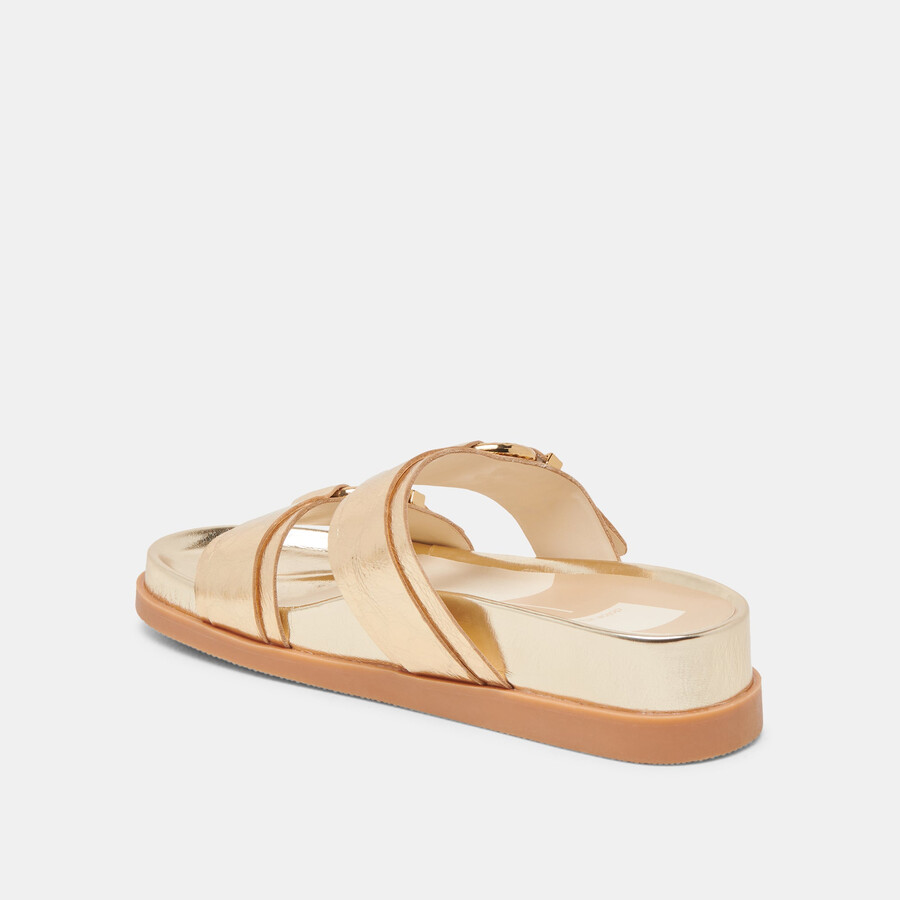 sandali soya in pelle invecchiata color oro