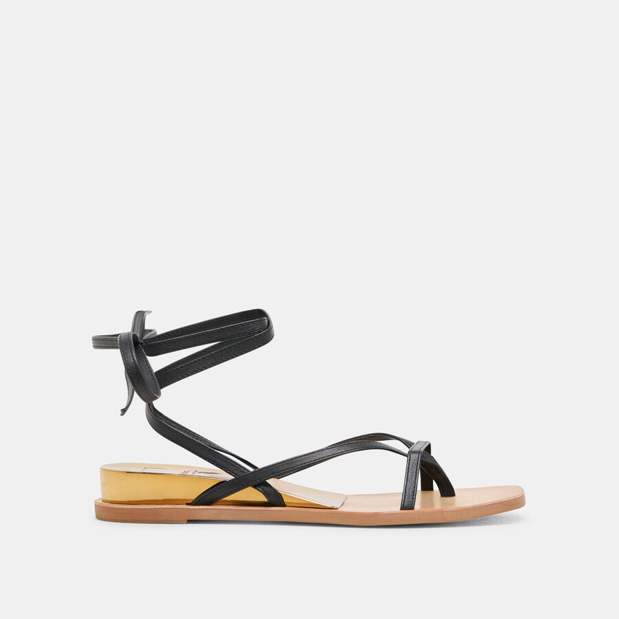 sandali rudie in pelle nera