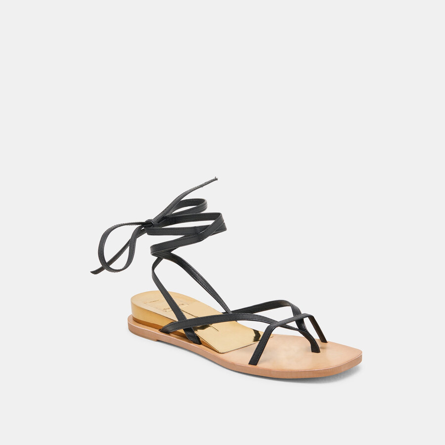 sandali rudie in pelle nera