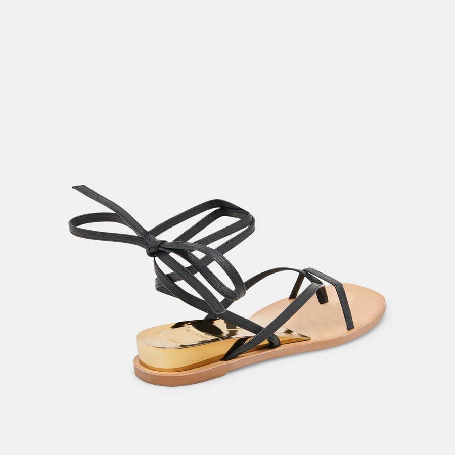 sandali rudie in pelle nera