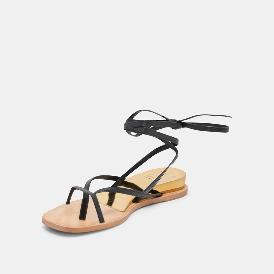 sandali rudie in pelle nera