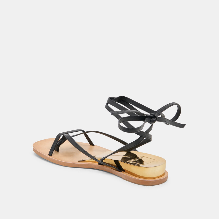 sandali rudie in pelle nera