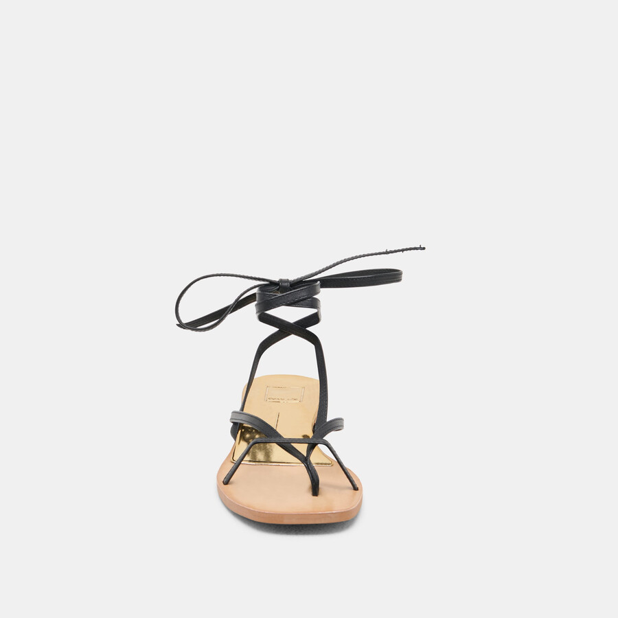 sandali rudie in pelle nera