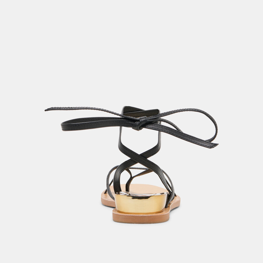 sandali rudie in pelle nera