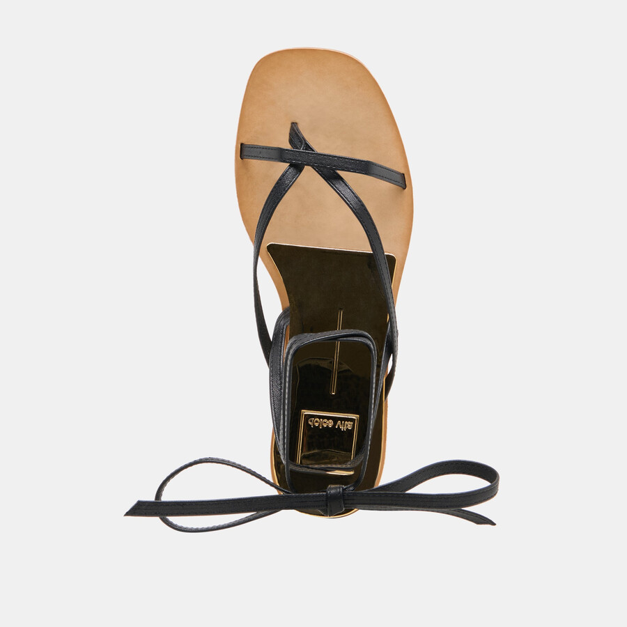 sandali rudie in pelle nera