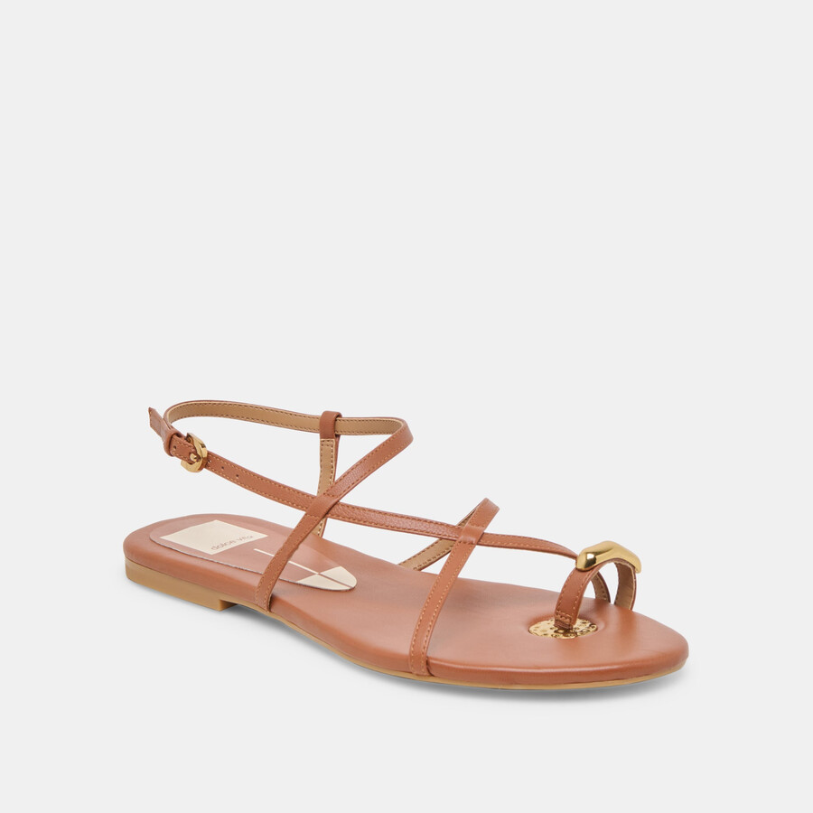 sandali kesha in pelle color cognac