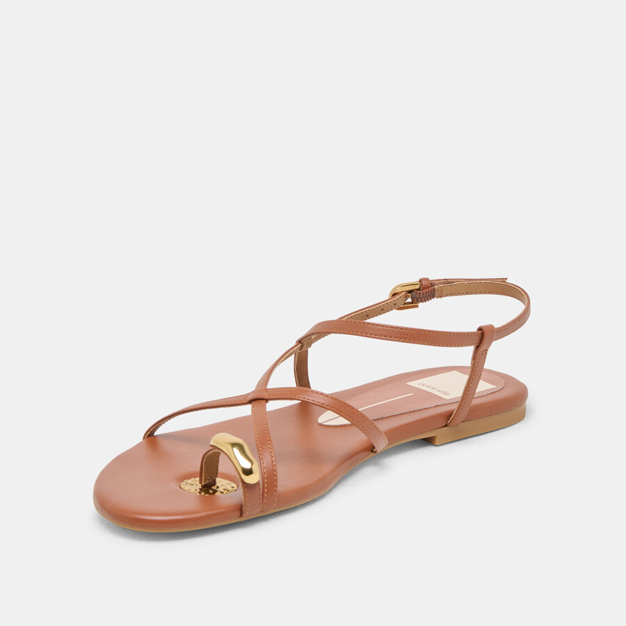 sandali kesha in pelle color cognac