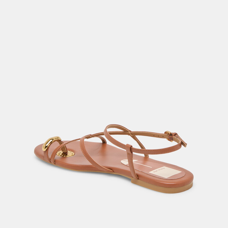 sandali kesha in pelle color cognac