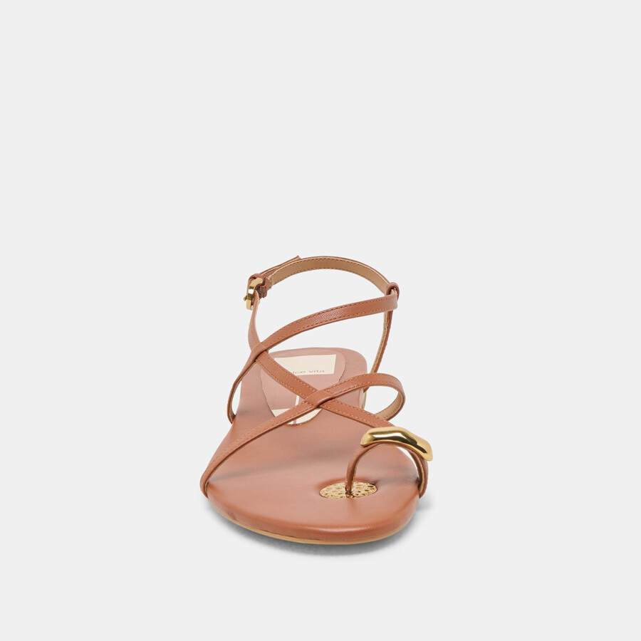 sandali kesha in pelle color cognac