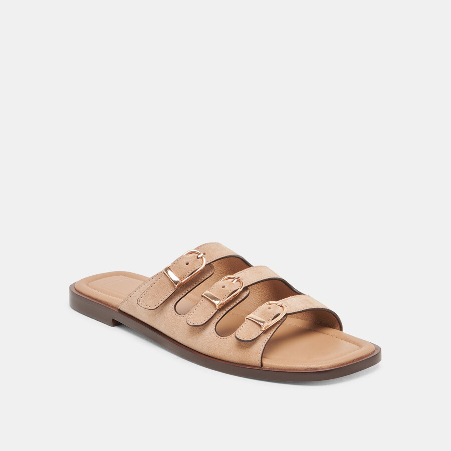 sandali fin in pelle scamosciata marrone chiaro