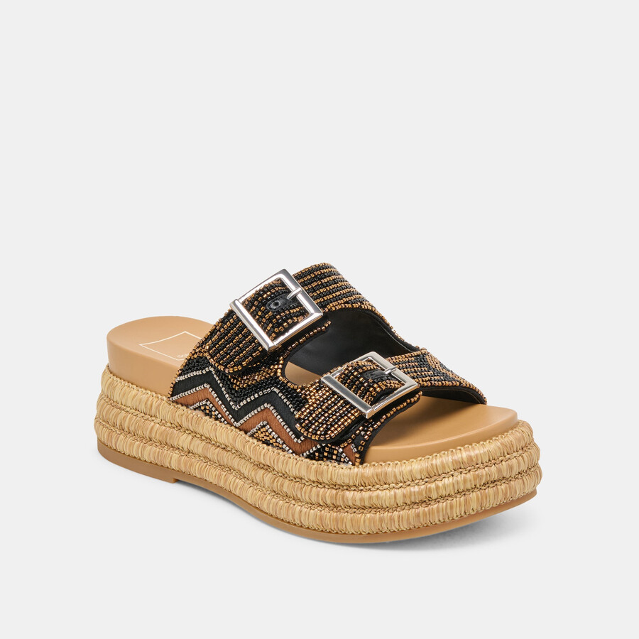 sandali wixie neri con perline multiple