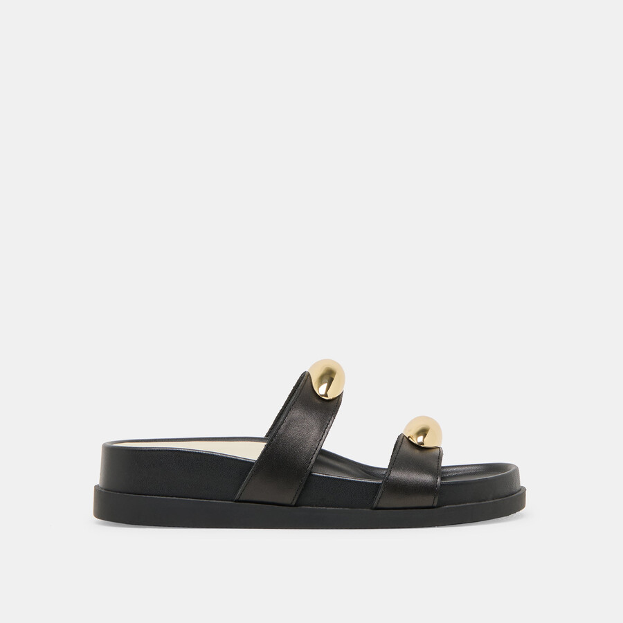 sandali satine in pelle nera