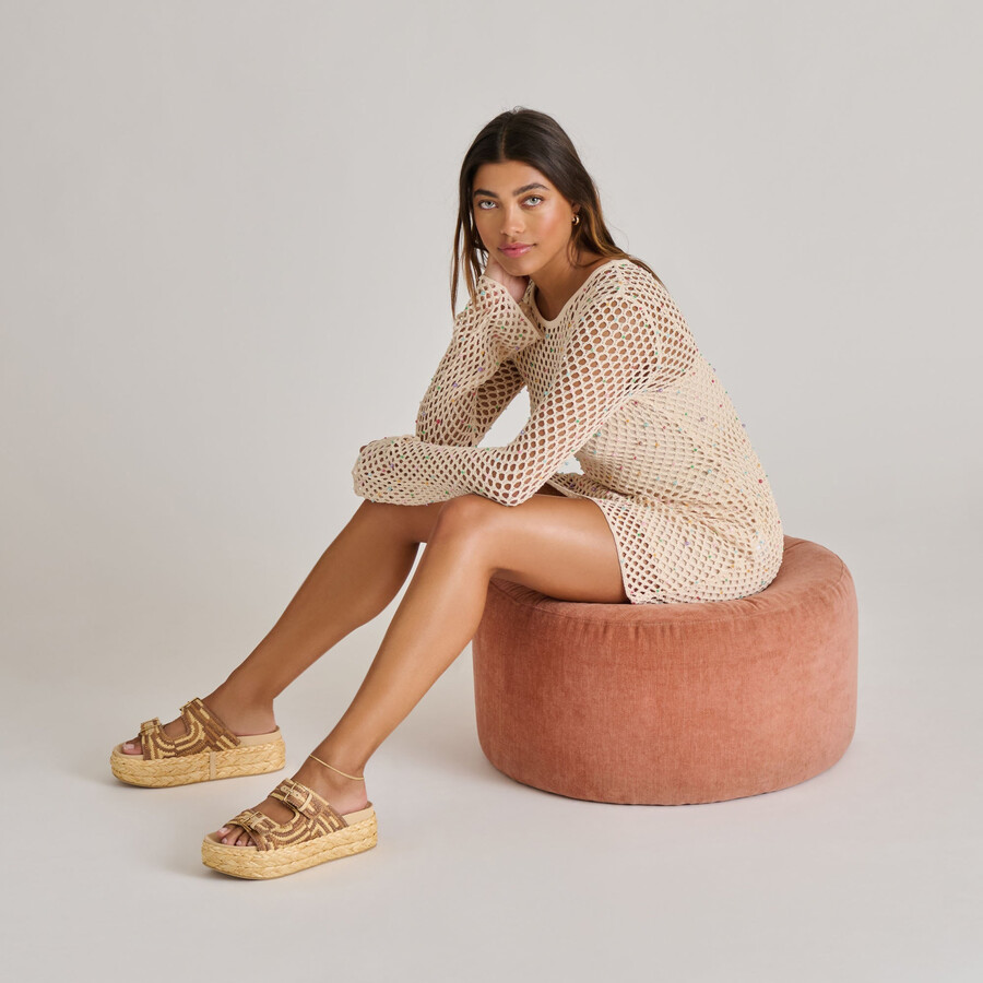 sandali falyn in rafia intrecciata naturale marrone