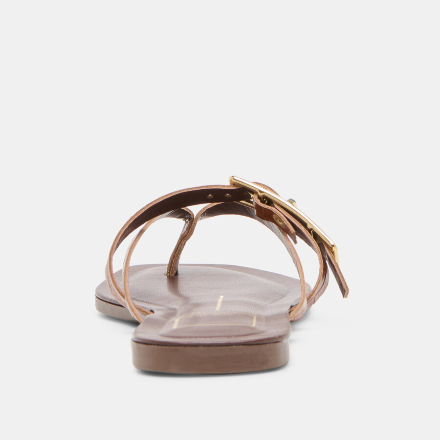 sandali piers in pelle goffrata color cognac e coccodrillo