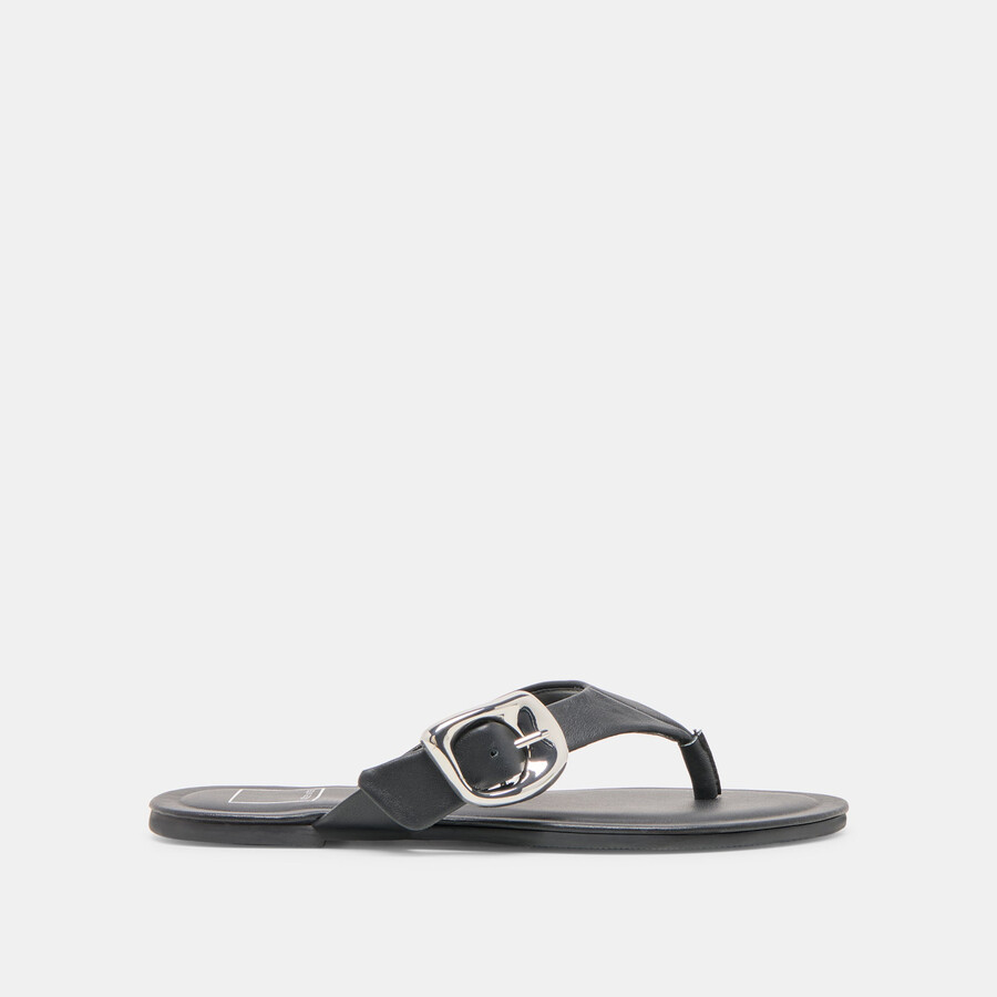 sandali rossa in pelle nera