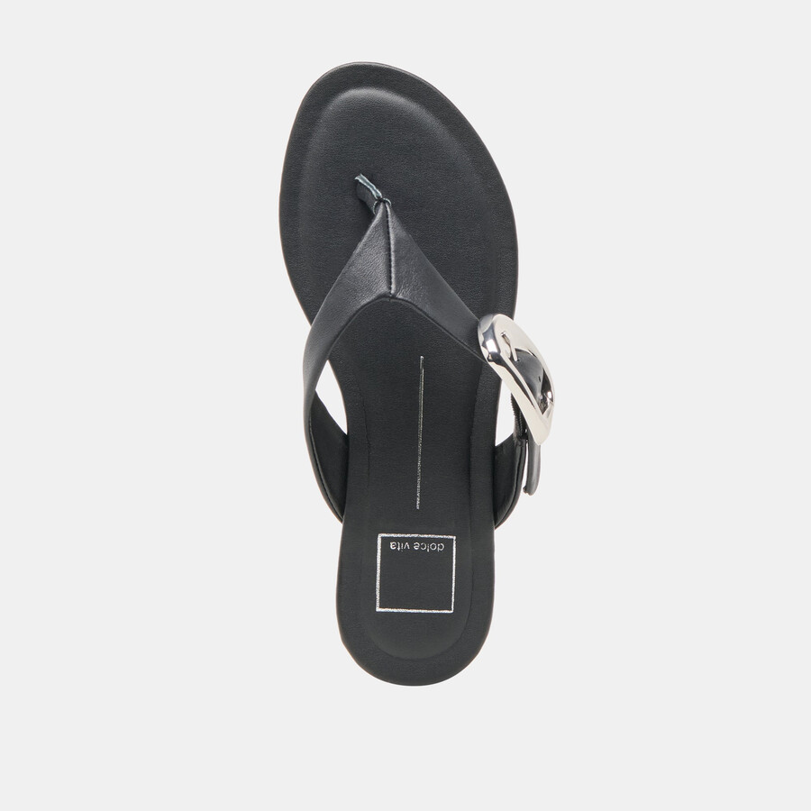 sandali rossa in pelle nera