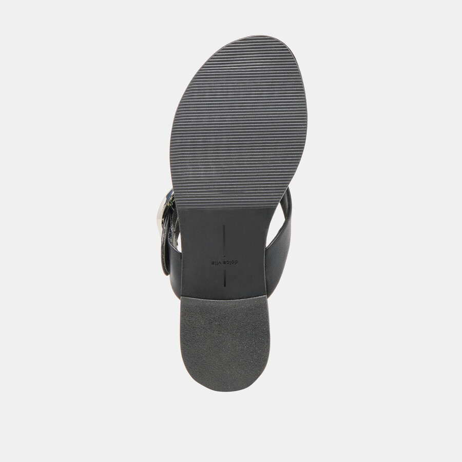 sandali rossa in pelle nera