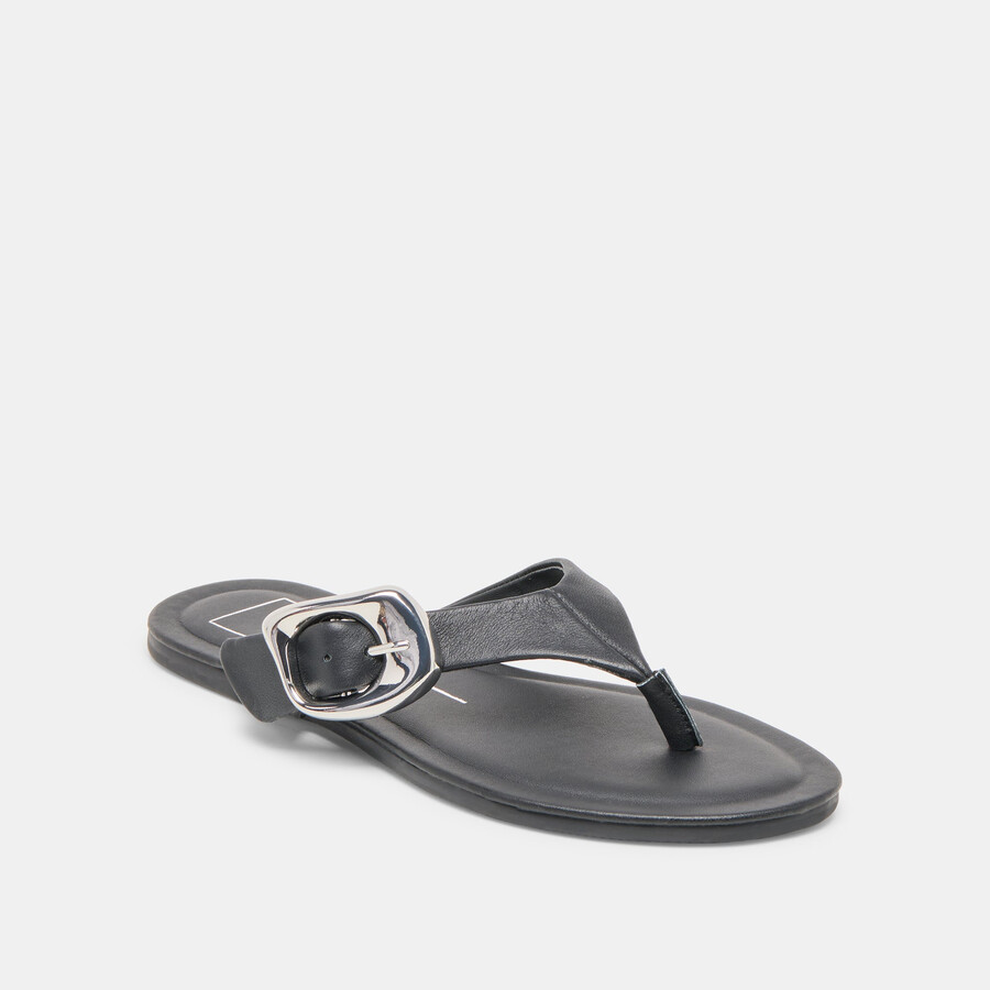 sandali rossa in pelle nera